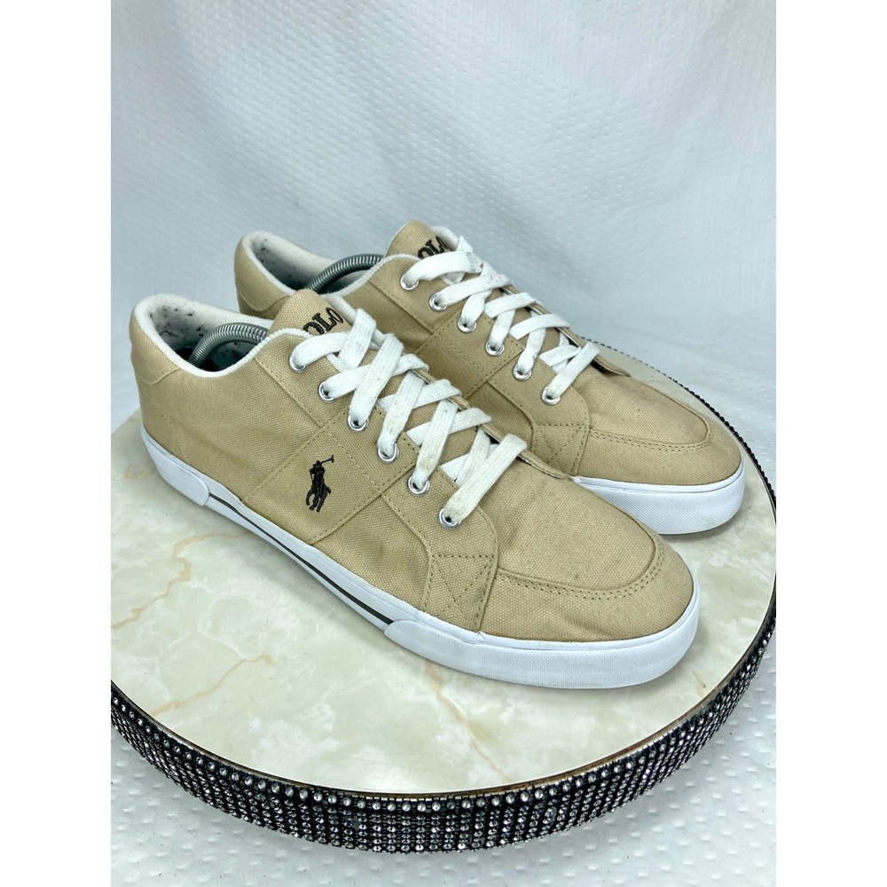 Polo Ralph Lauren Humberto Canvas Shoes Mens 11.5 Tan Streetwear Preppy Sneakers